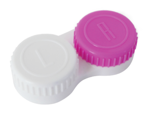 Flacher Kontaktlinsenbehälter, weiß und rosa (900110005)